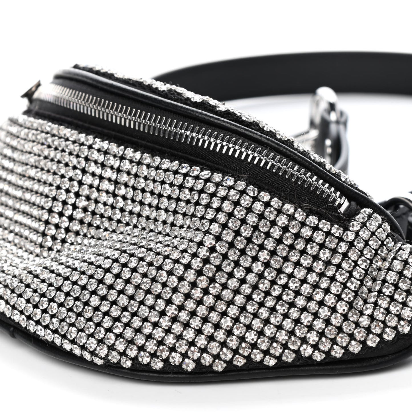 Rhinestone Mesh Mini Attica Belt Bag Black
