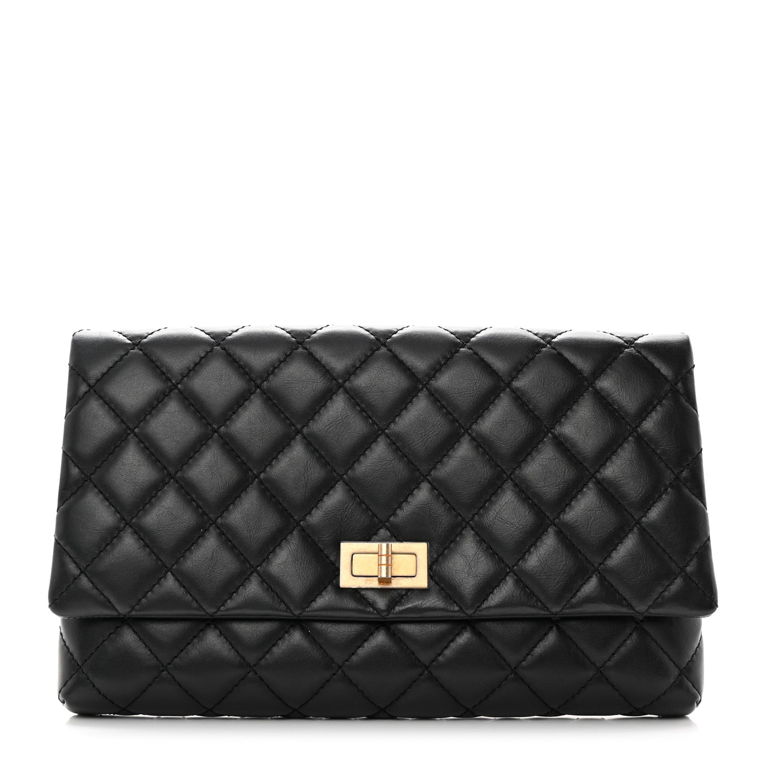 Chanel Aged Calfskin Quilted Reissue 2.55 Clutch Black 1 of 8