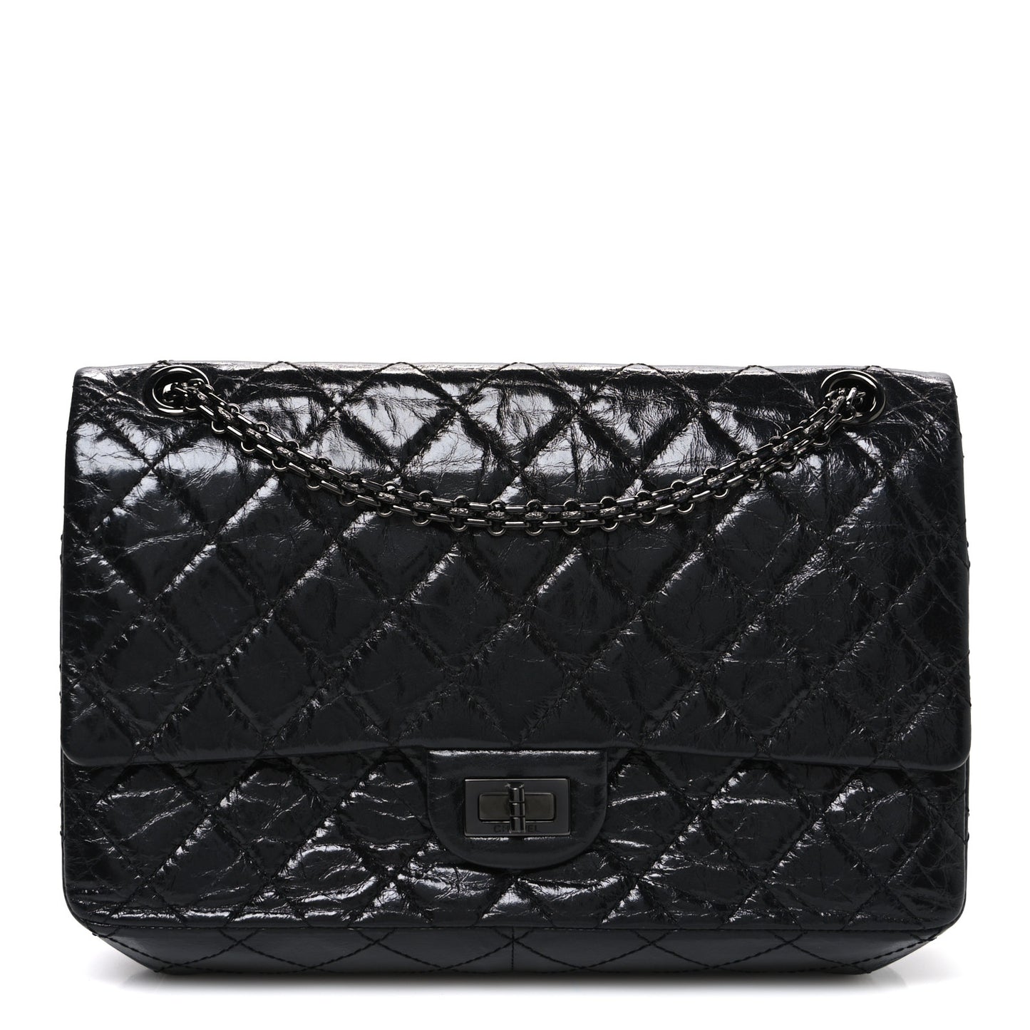 Metallic Aged Calfskin Quilted 2.55 Reissue 226 Flap So Black