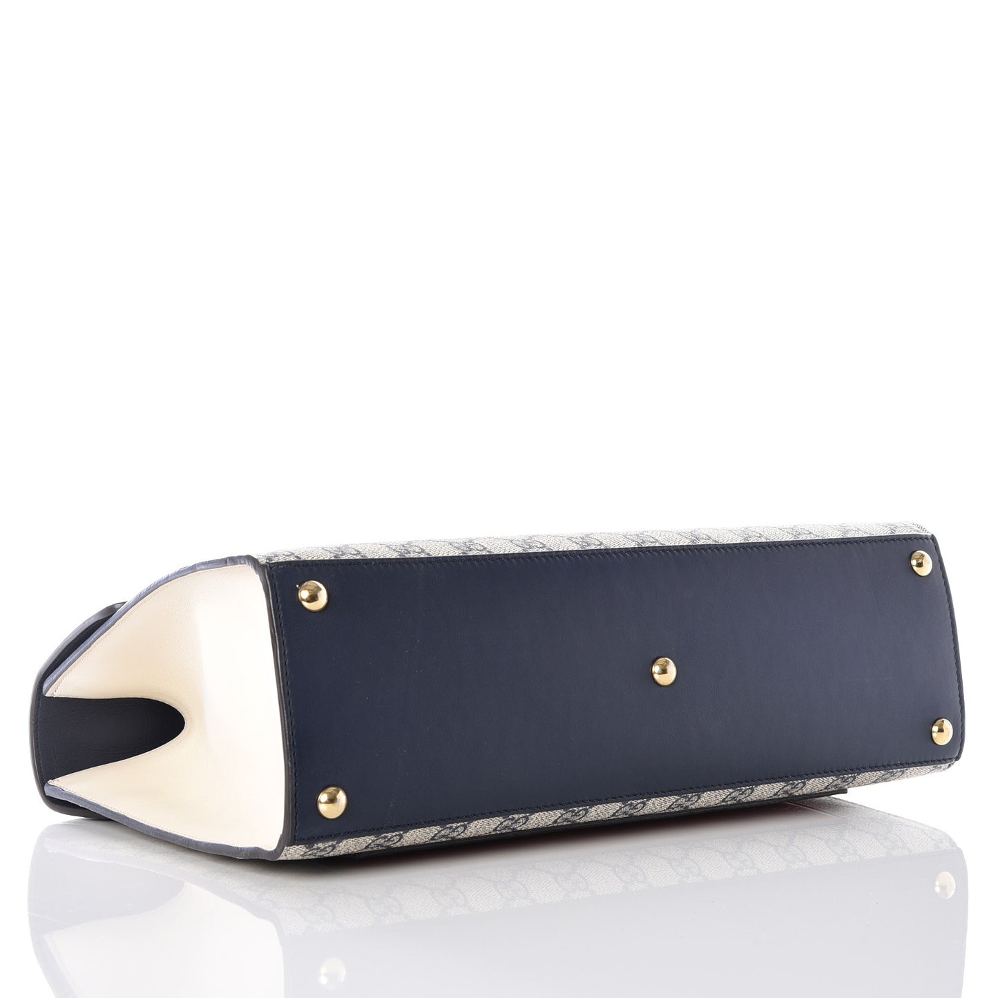 GG Supreme Monogram Calfskin Medium Padlock Top Handle Bag Beige Blue Mystic White Hibiscus Red