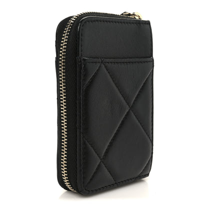 Chanel Lambskin Quilted Chanel 19 Vertical Zip Card Holder Wallet Black 3 of 9