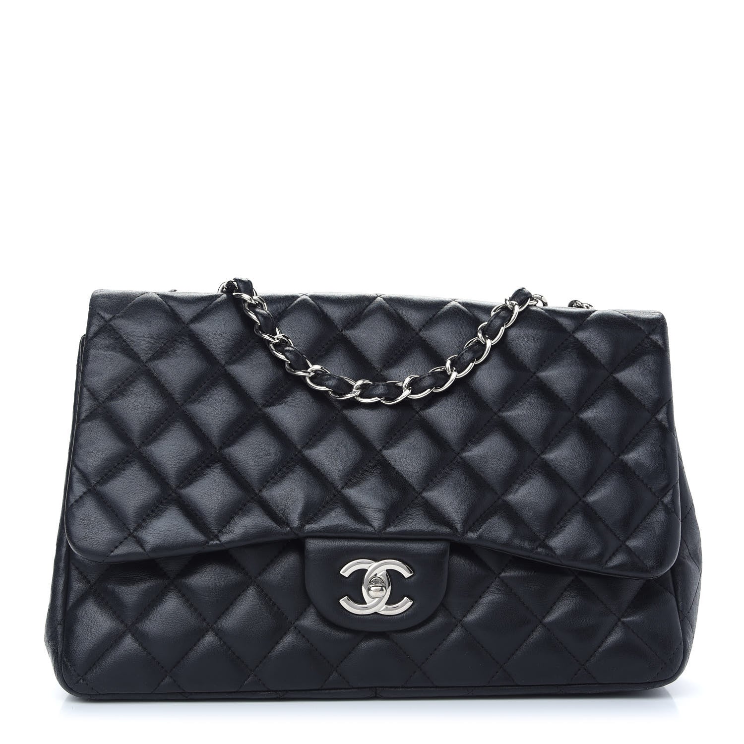 Chanel Lambskin Quilted Jumbo Single Flap Black 1 of 11