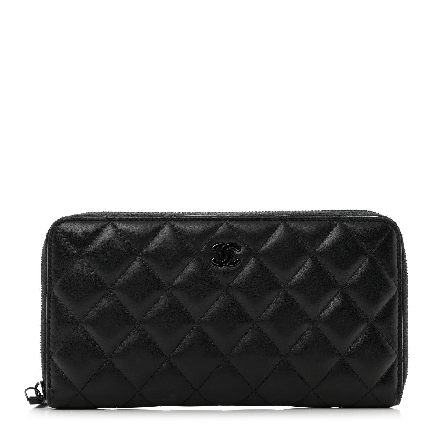Chanel Lambskin Quilted Large Gusset Zip Around Wallet So Black 1 of 13