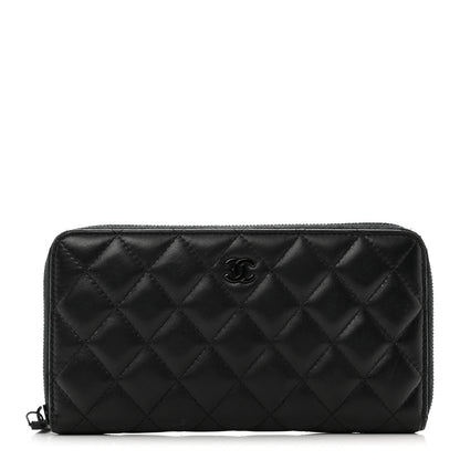 Chanel Lambskin Quilted Large Gusset Zip Around Wallet So Black 1 of 13