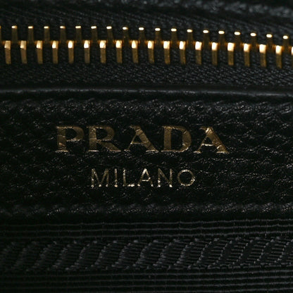 Prada Vitello Daino Zippered Messenger Hobo Black 6 of 8