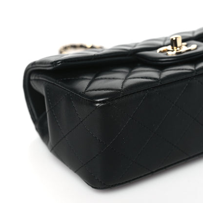 Chanel Lambskin Quilted Mini Top Handle Rectangular Flap Black 9 of 11