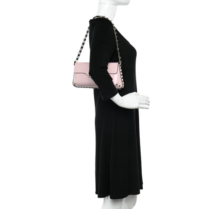 Valentino Garavani Brushed Calfskin Rockstud Flip Lock Chain Shoulder Bag Rose Quartz 2 of 9