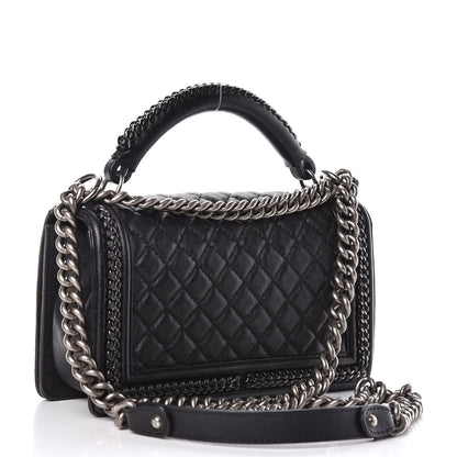 Chanel Calfskin Quilted Medium Boy Top Handle Flap Black 3 of 13