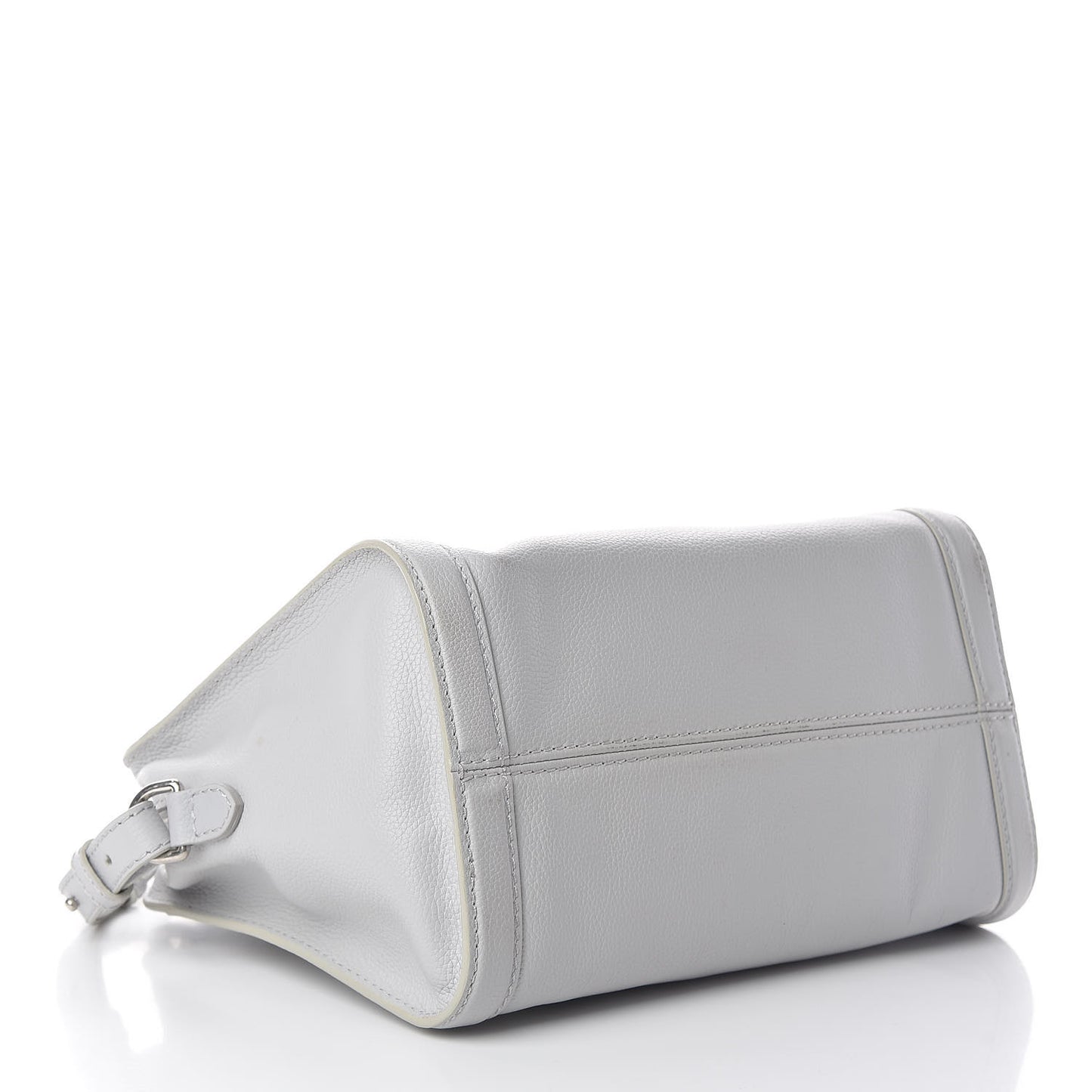Pebbled Calfskin Small Skull Padlock Zip Around Tote Light Grey