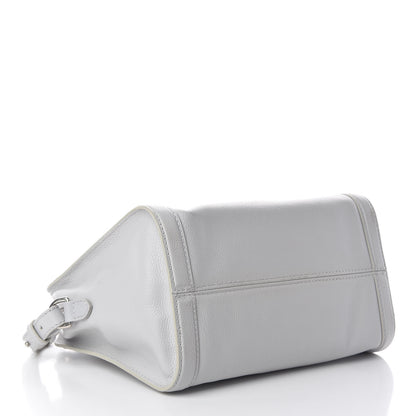 Alexander McQueen Pebbled Calfskin Small Skull Padlock Zip Around Tote Light Grey 4 of 14