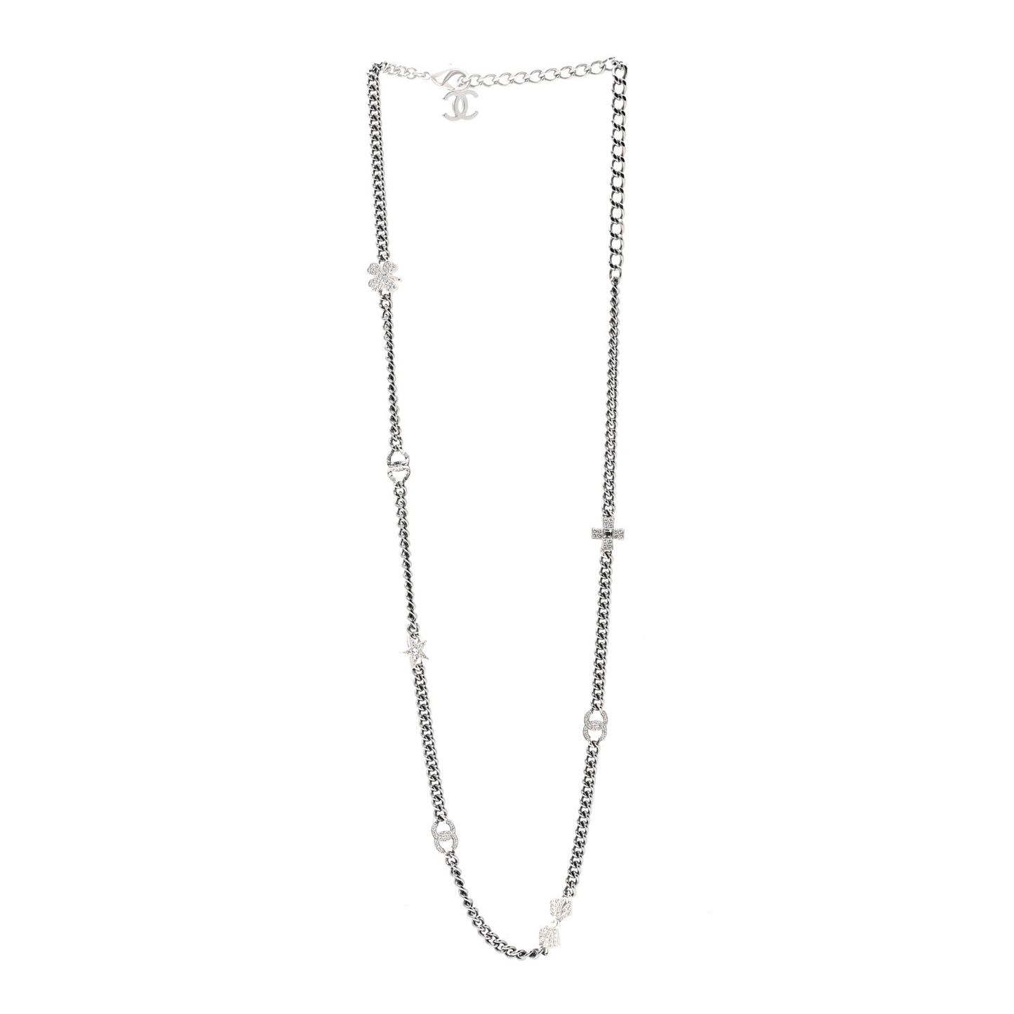 Ruthenium Crystal Chain CC Lucky Charms Necklace