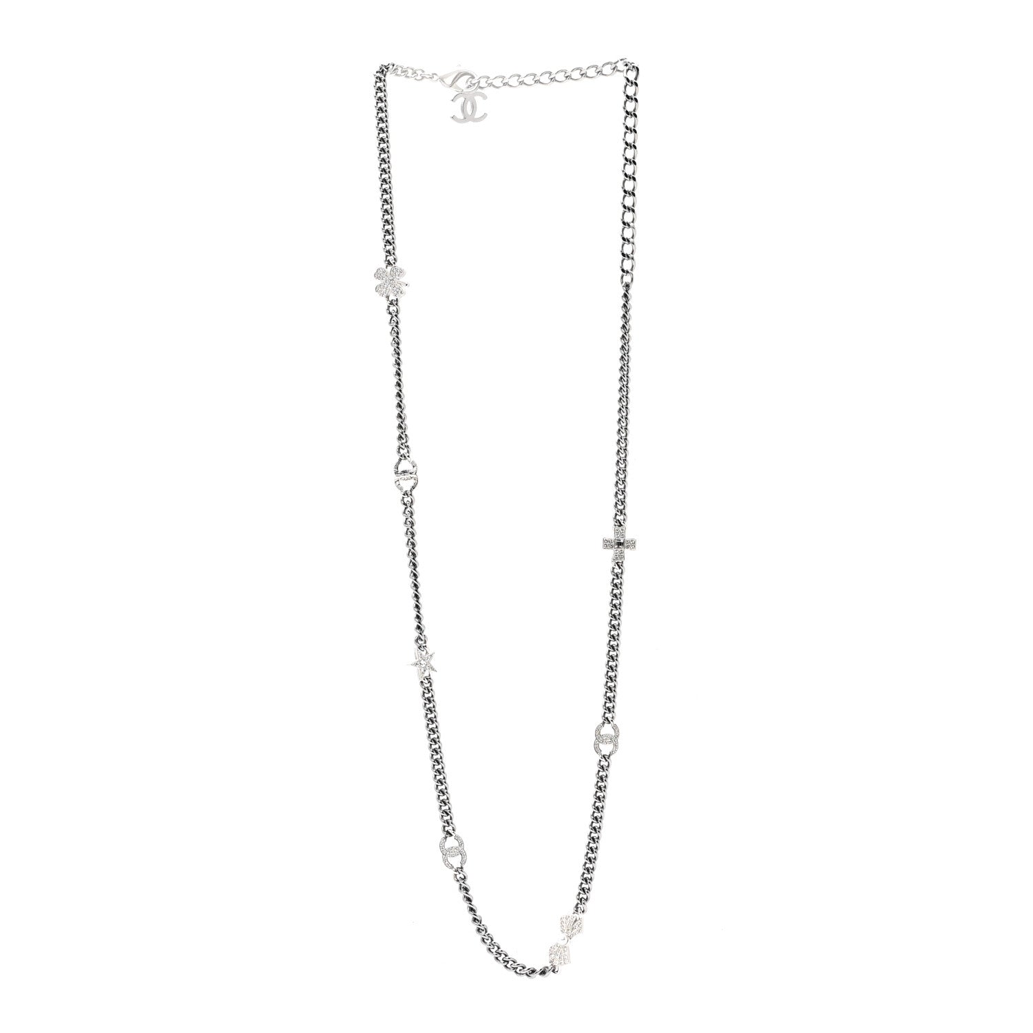 Chanel Ruthenium Crystal Chain CC Lucky Charms Necklace 3 of 6