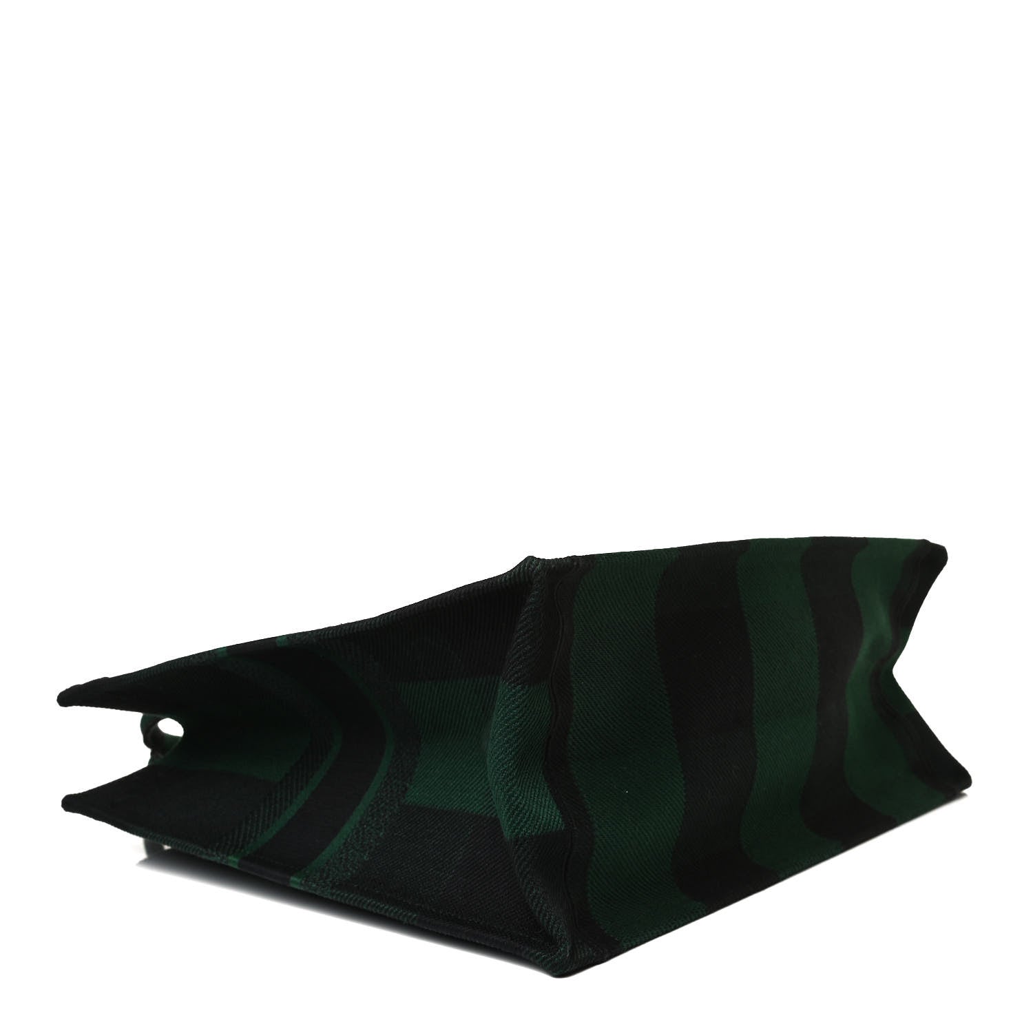 Christian Dior Canvas Embroidered Checkered Book Tote Black Green 4 of 13