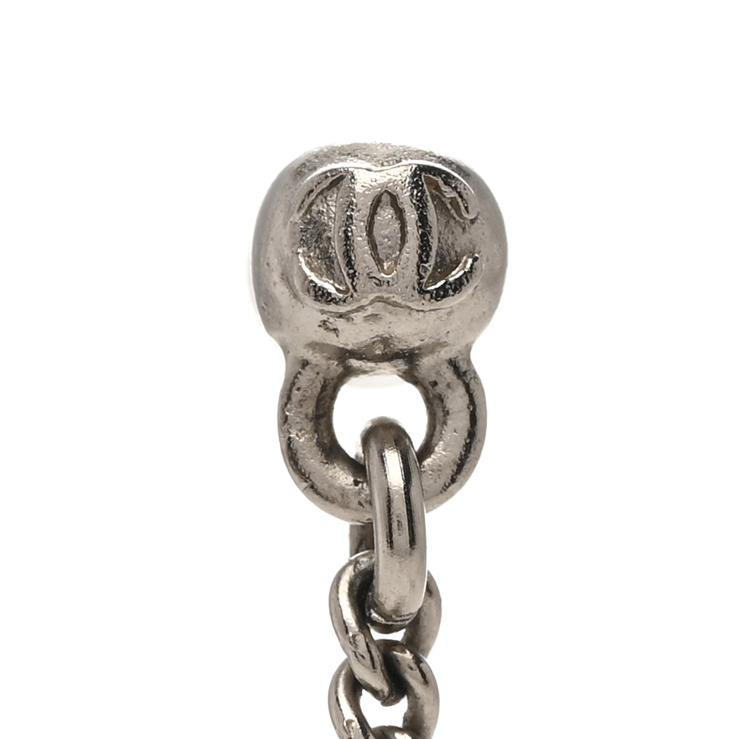 Chanel Baguette Crystal CC Drop Earrings Silver 4 of 5