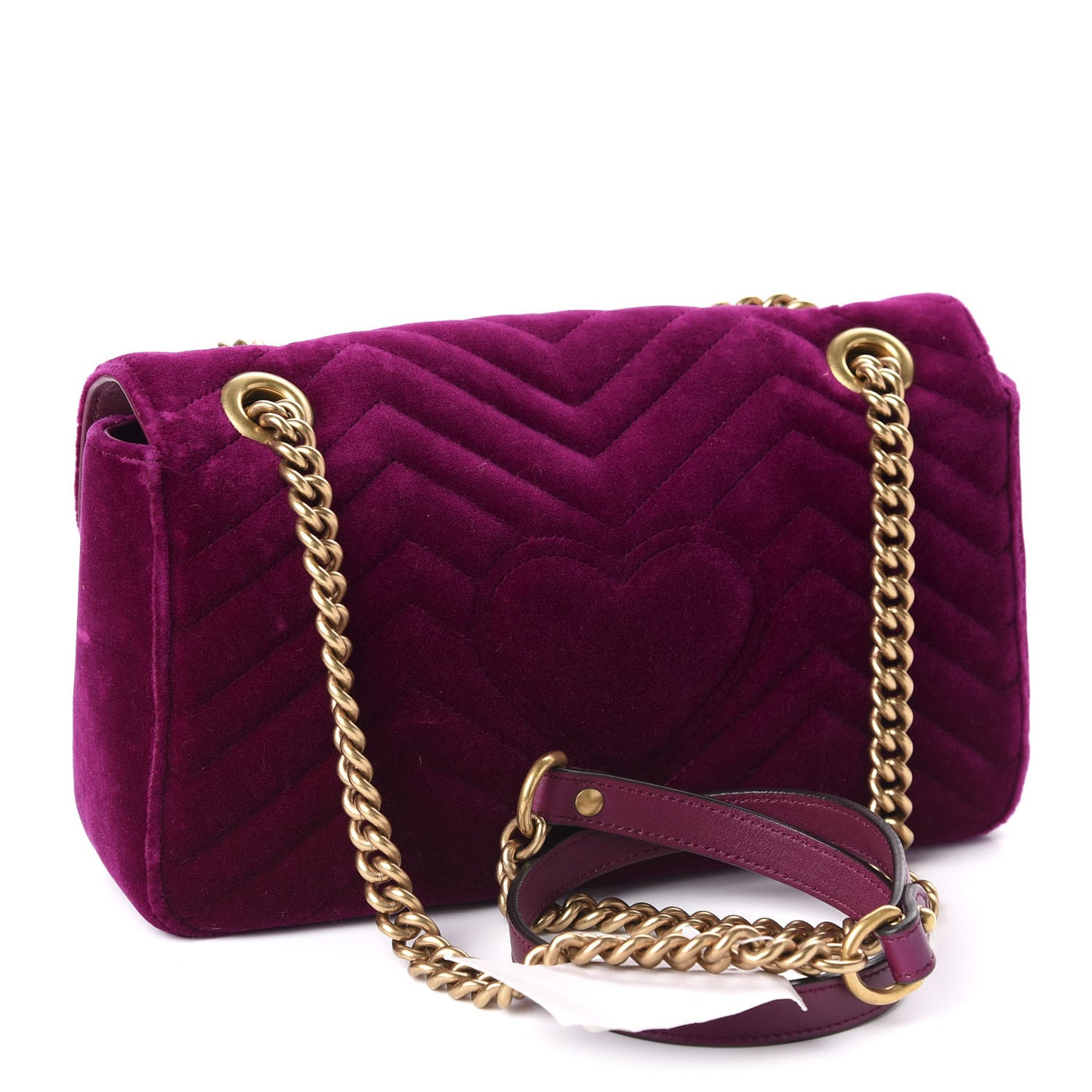 Velvet Matelasse Embroidered Small GG Marmont Shoulder Bag Fuchsia Violet Cyclamen