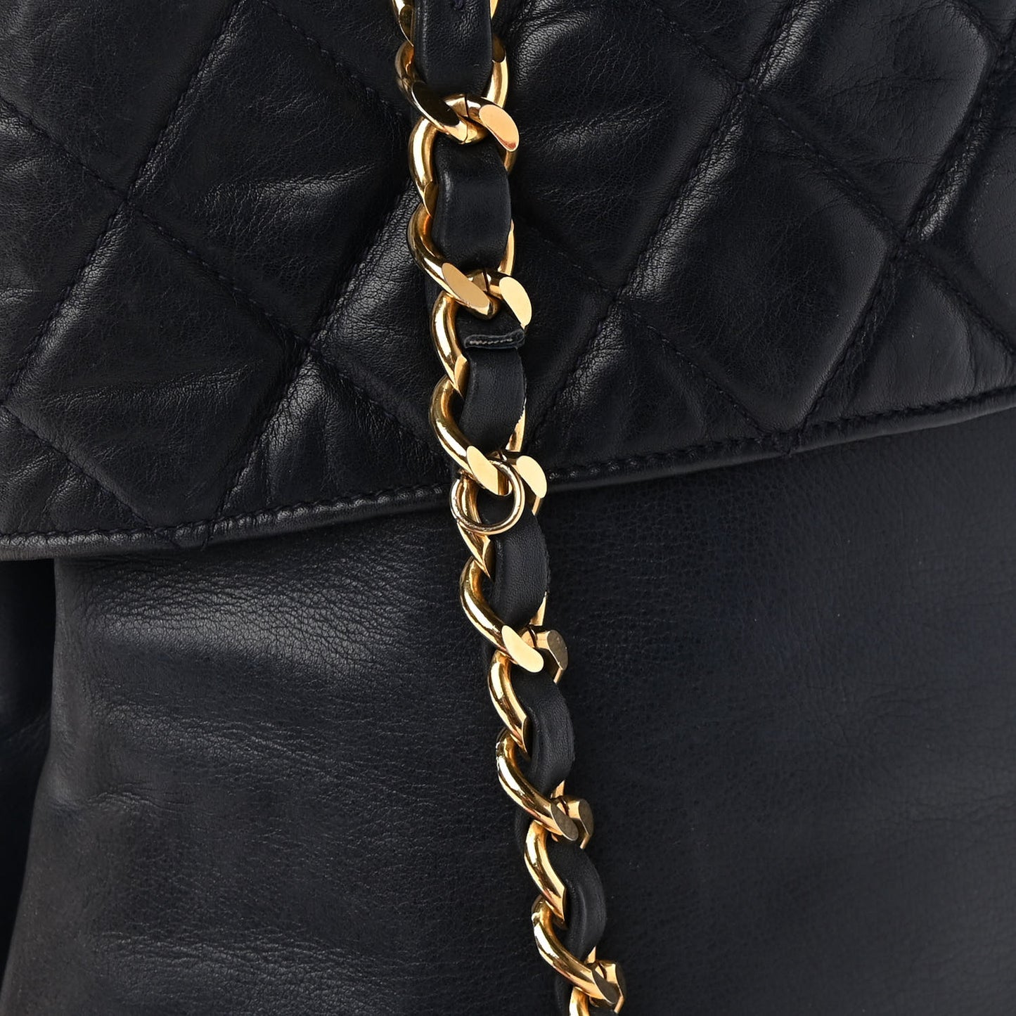 Lambskin Quilted Shoulder Bag Navy