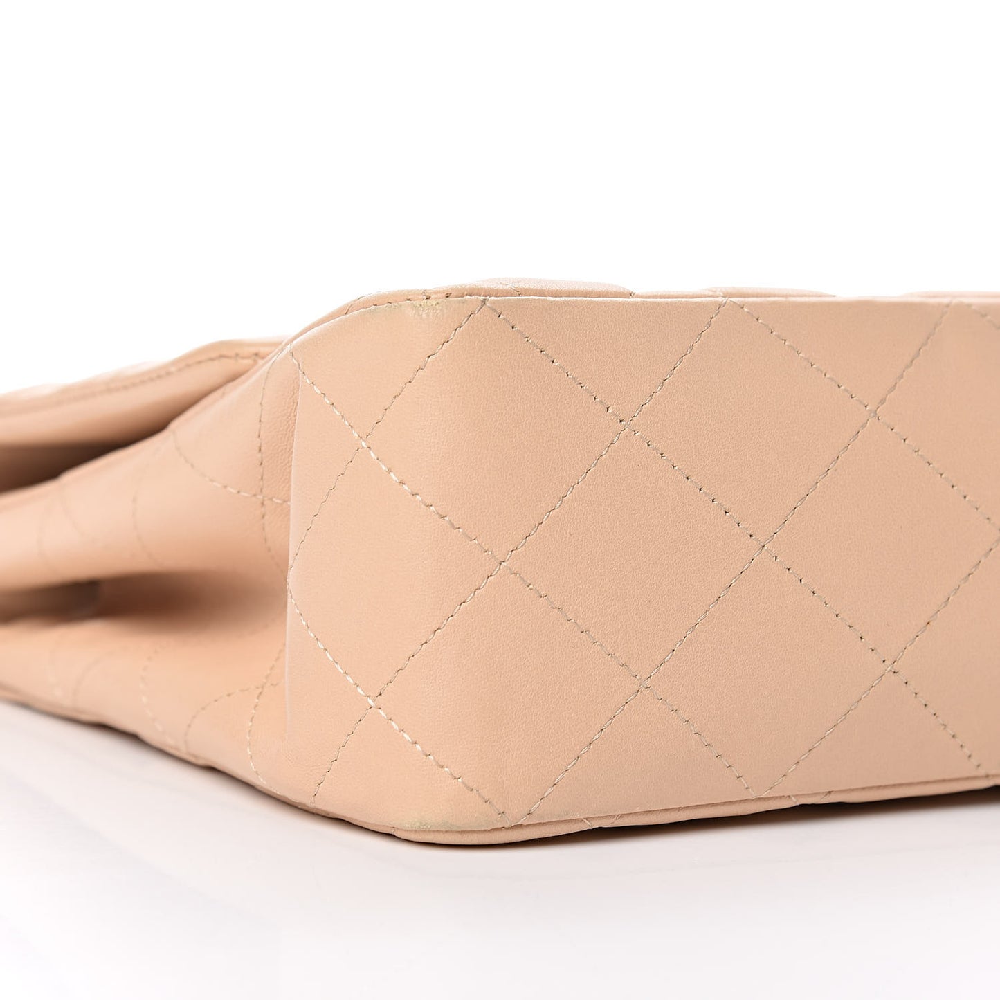 Lambskin Quilted Jumbo Single Flap Beige Clair