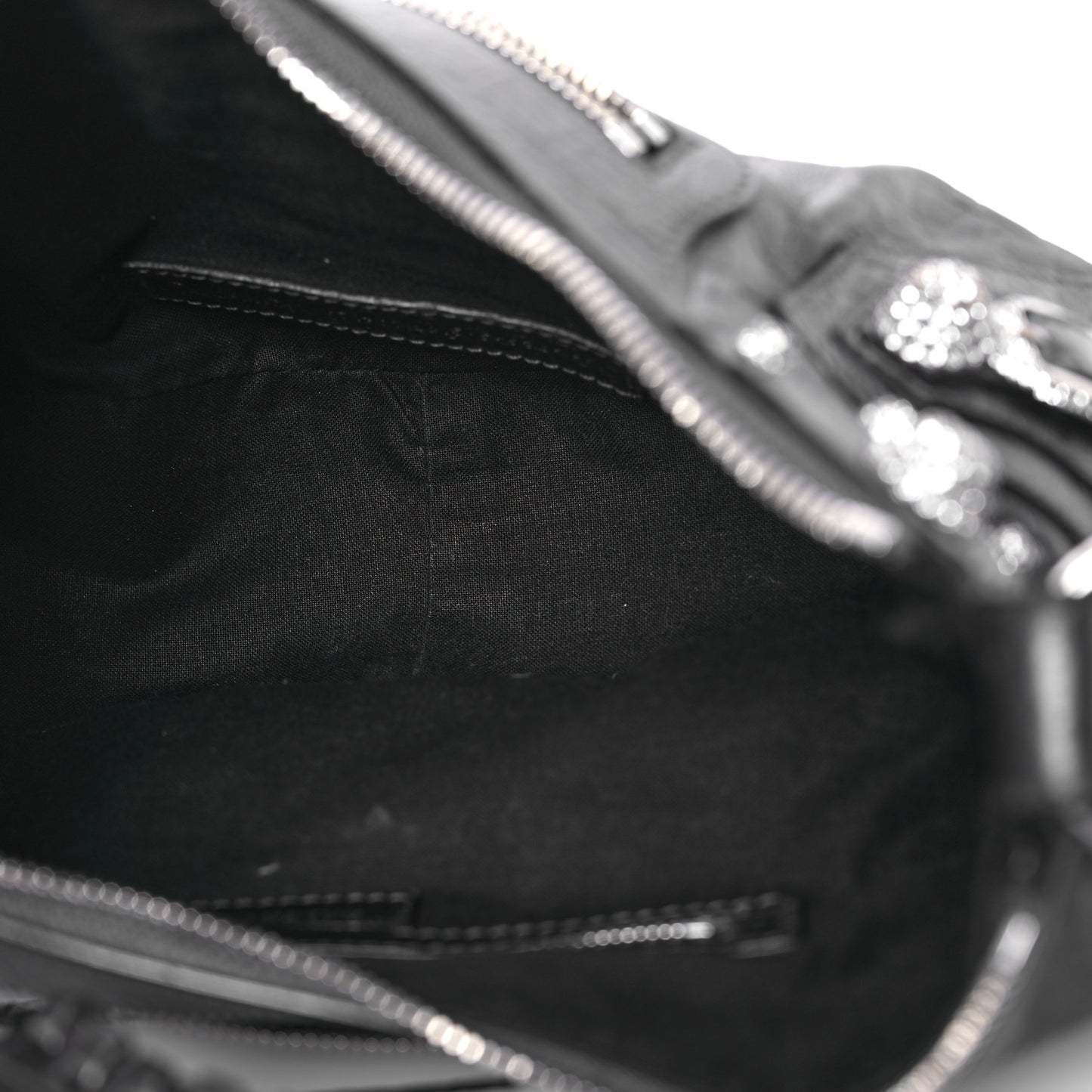 Metallic Calfskin Crocodile Embossed Crystal Small Le Cagole Shoulder Bag Gunmetal