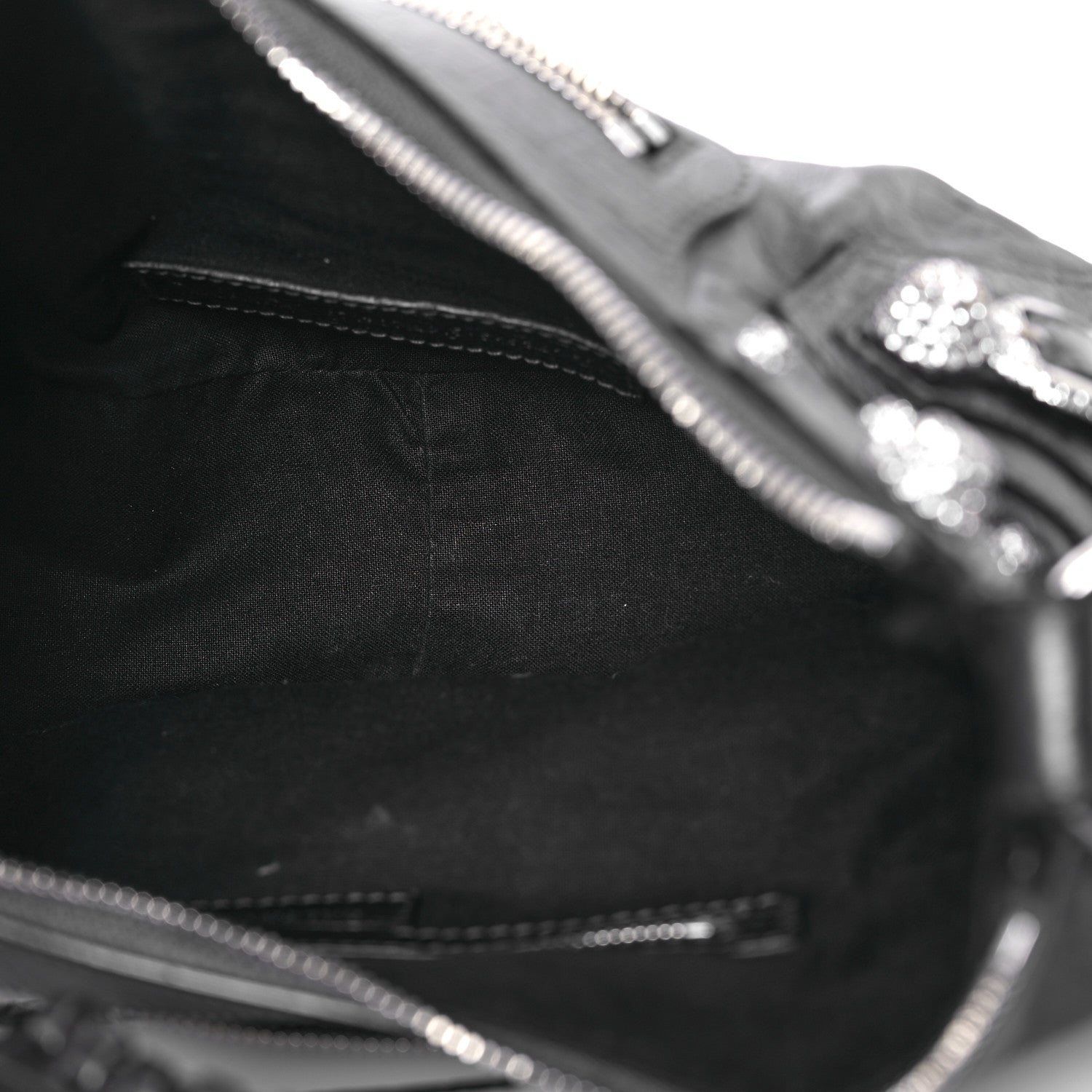 Balenciaga Metallic Calfskin Crocodile Embossed Crystal Small Le Cagole Shoulder Bag Gunmetal 5 of 14