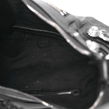 Balenciaga Metallic Calfskin Crocodile Embossed Crystal Small Le Cagole Shoulder Bag Gunmetal 5 of 14