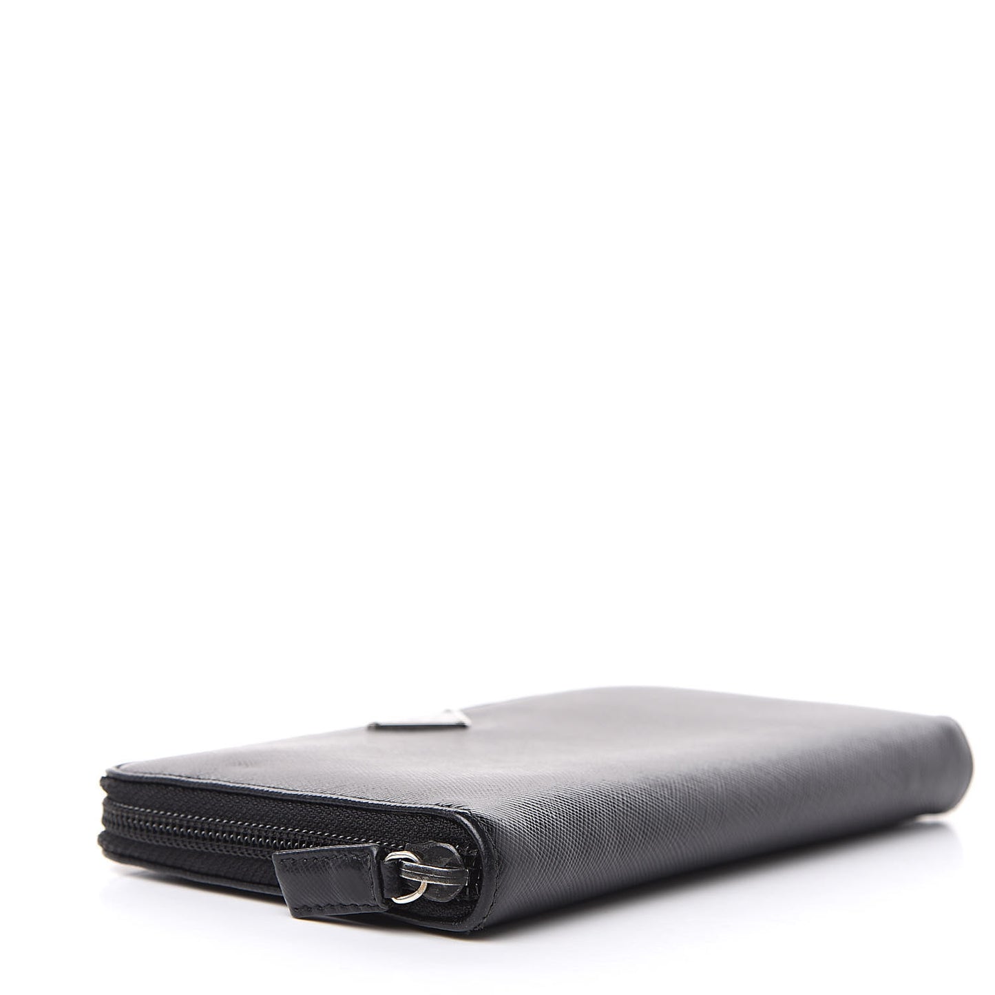 Saffiano Metal Zip Around Wallet Black
