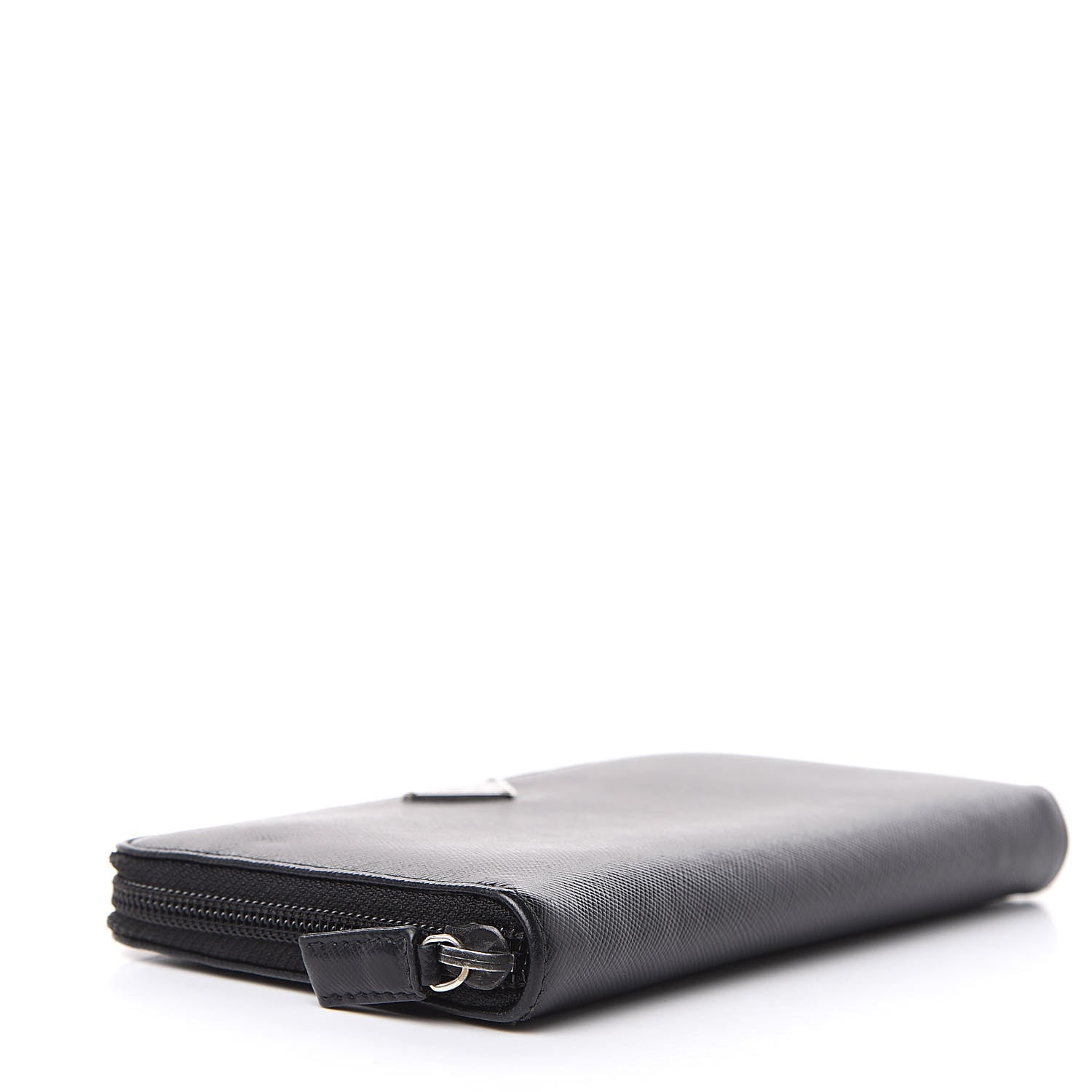 Prada Saffiano Metal Zip Around Wallet Black 4 of 10