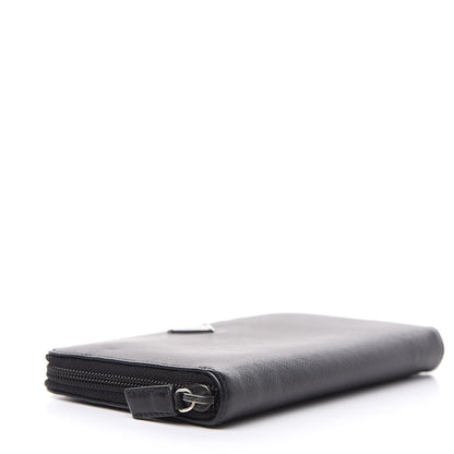 Prada Saffiano Metal Zip Around Wallet Black 4 of 10