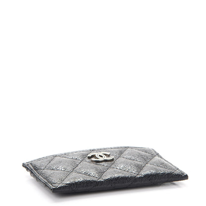 Chanel Calfskin Camellia Embossed Quilted Card Holder Black 4 of 9