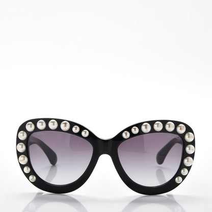 Chanel Pearl Cat Eye Sunglasses 71096 Black 4 of 7