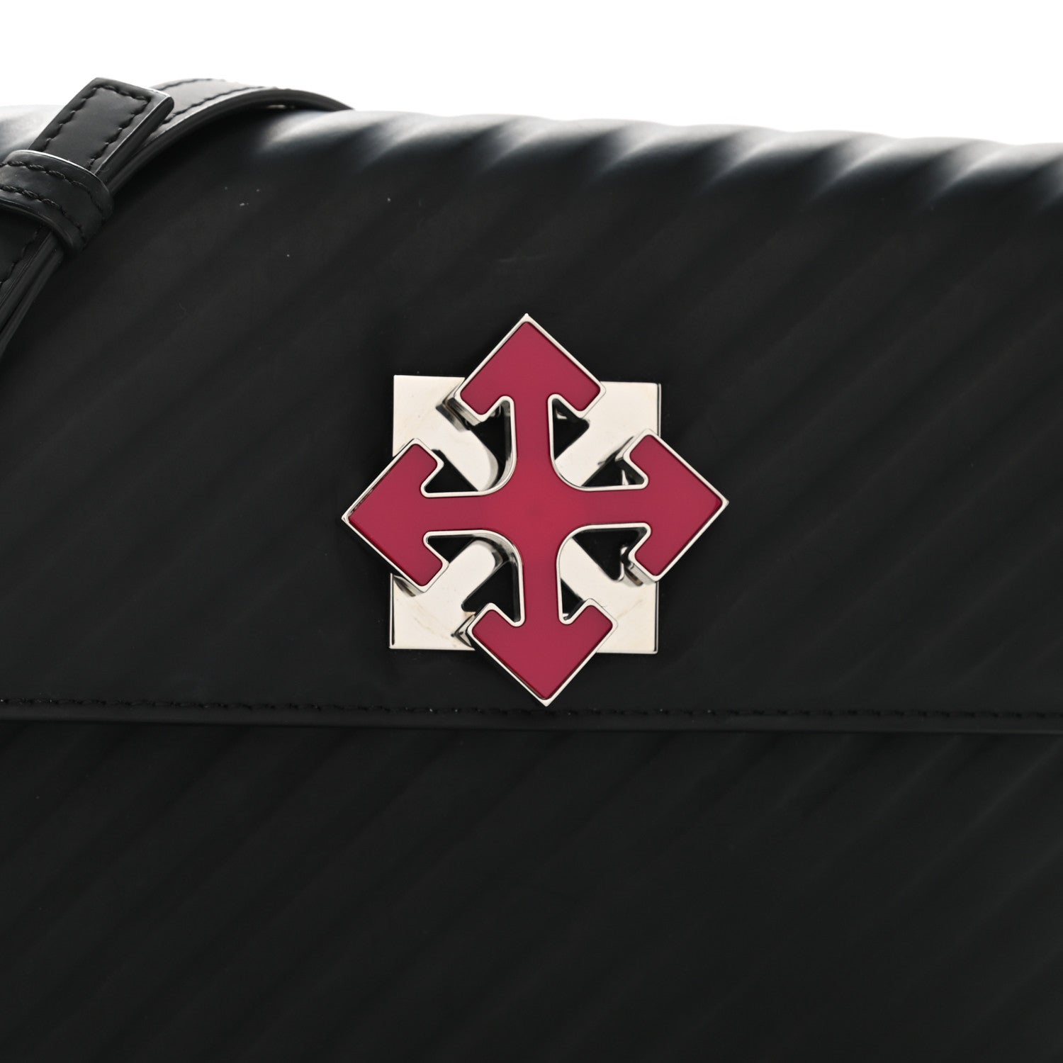 Off-White Calfskin Diagonal Quilted Jitney 2.0 Crossbody Bag Black 8 of 10