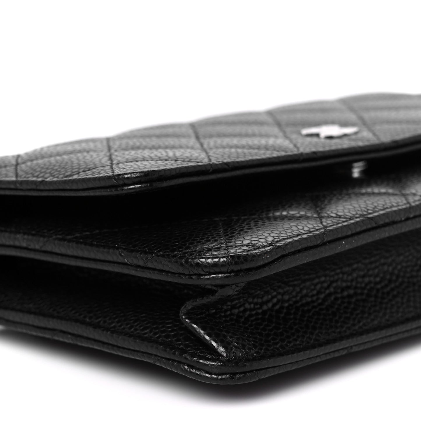 Caviar Quilted Wallet on Chain WOC Black