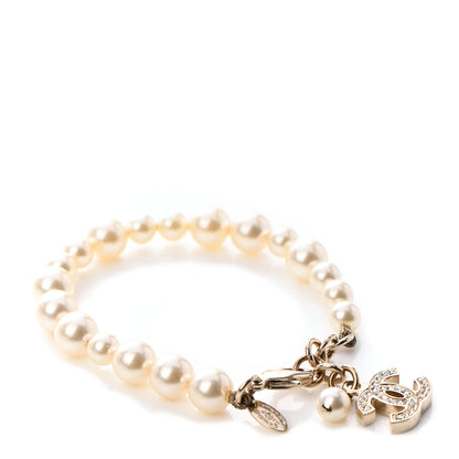 Chanel Graduated Pearl Crystal CC Bracelet Gold 1 of 5
