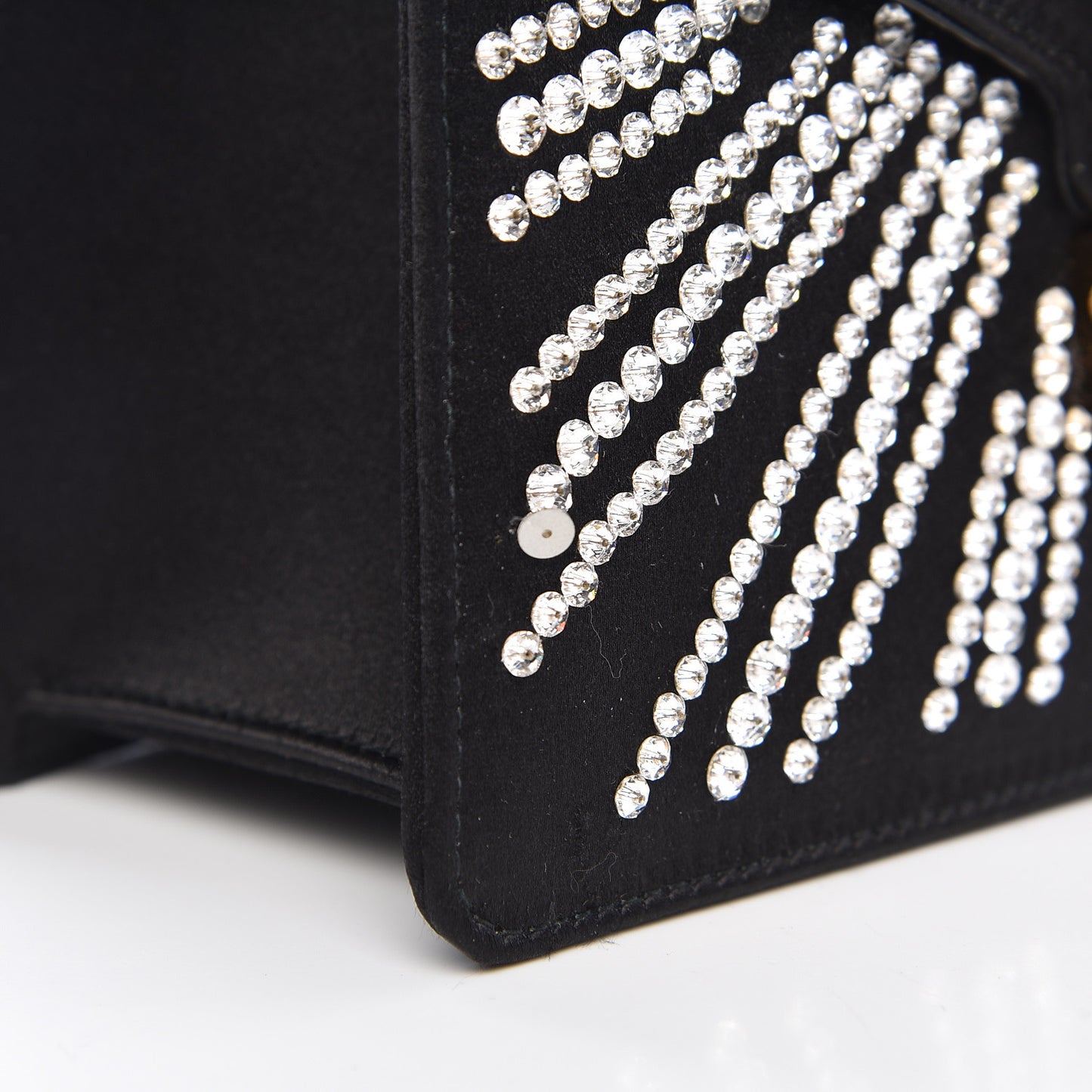 Satin Crystal Mini Sylvie Top Handle Bag Black
