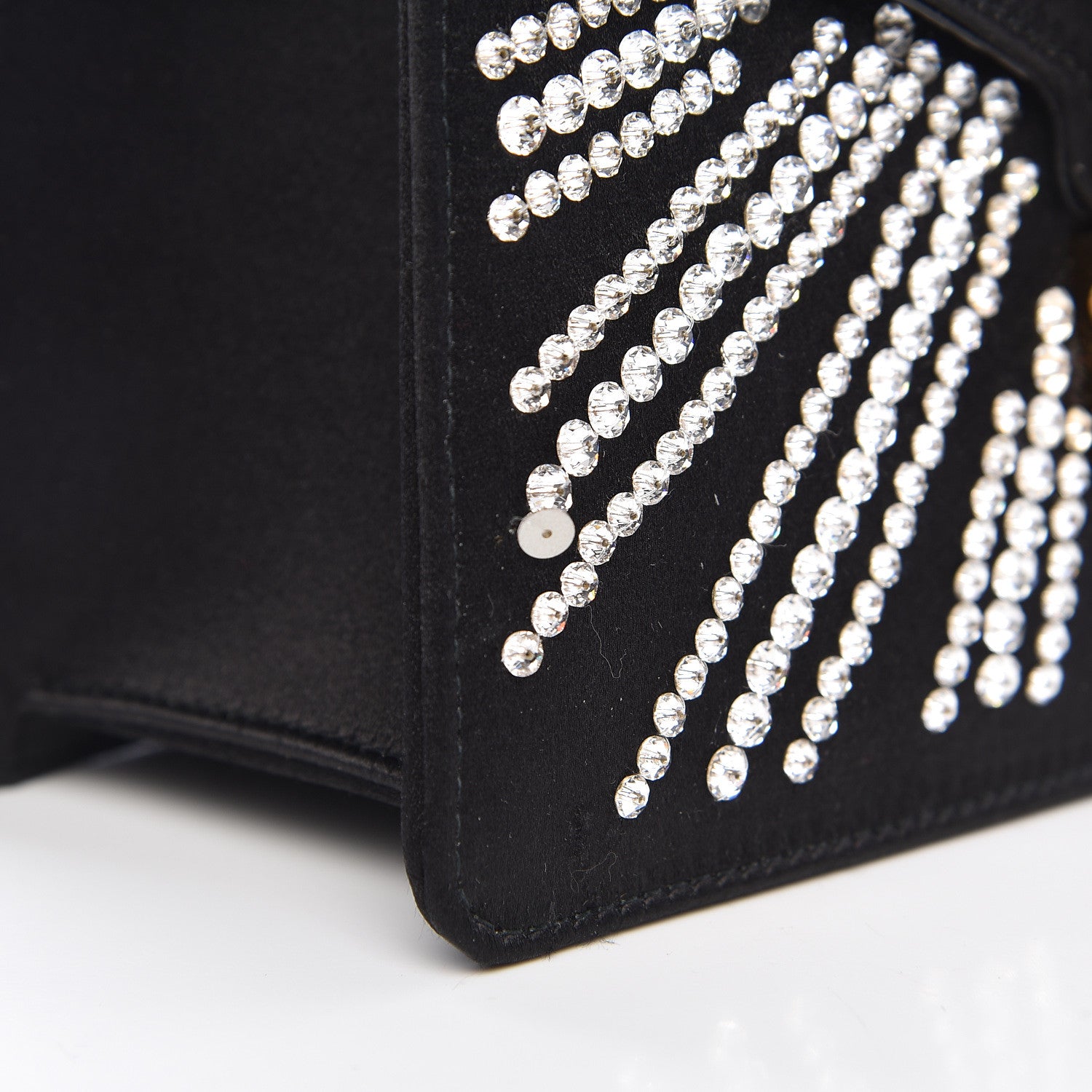 Gucci Satin Crystal Mini Sylvie Top Handle Bag Black 16 of 17