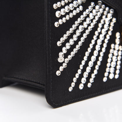 Gucci Satin Crystal Mini Sylvie Top Handle Bag Black 16 of 17