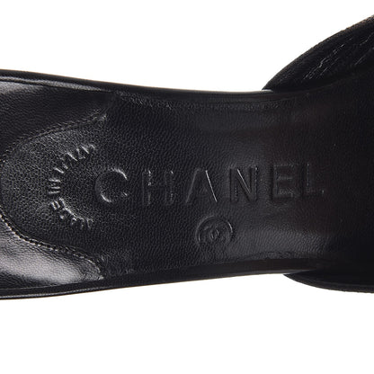 Chanel Canvas Calfskin Cap Toe Mules 38 Black Brown 11 of 11