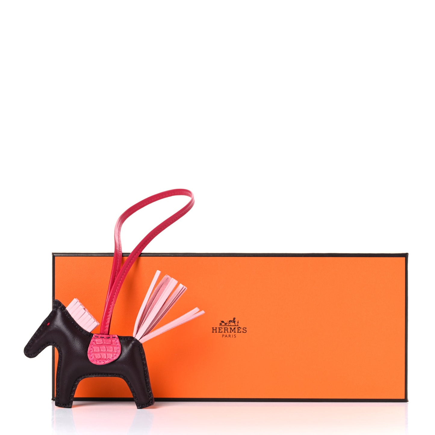 Milo Lambskin Matte Alligator Touch Grigri Rodeo Horse Bag Charm PM Rouge Sellier Framboise Rose Sakura