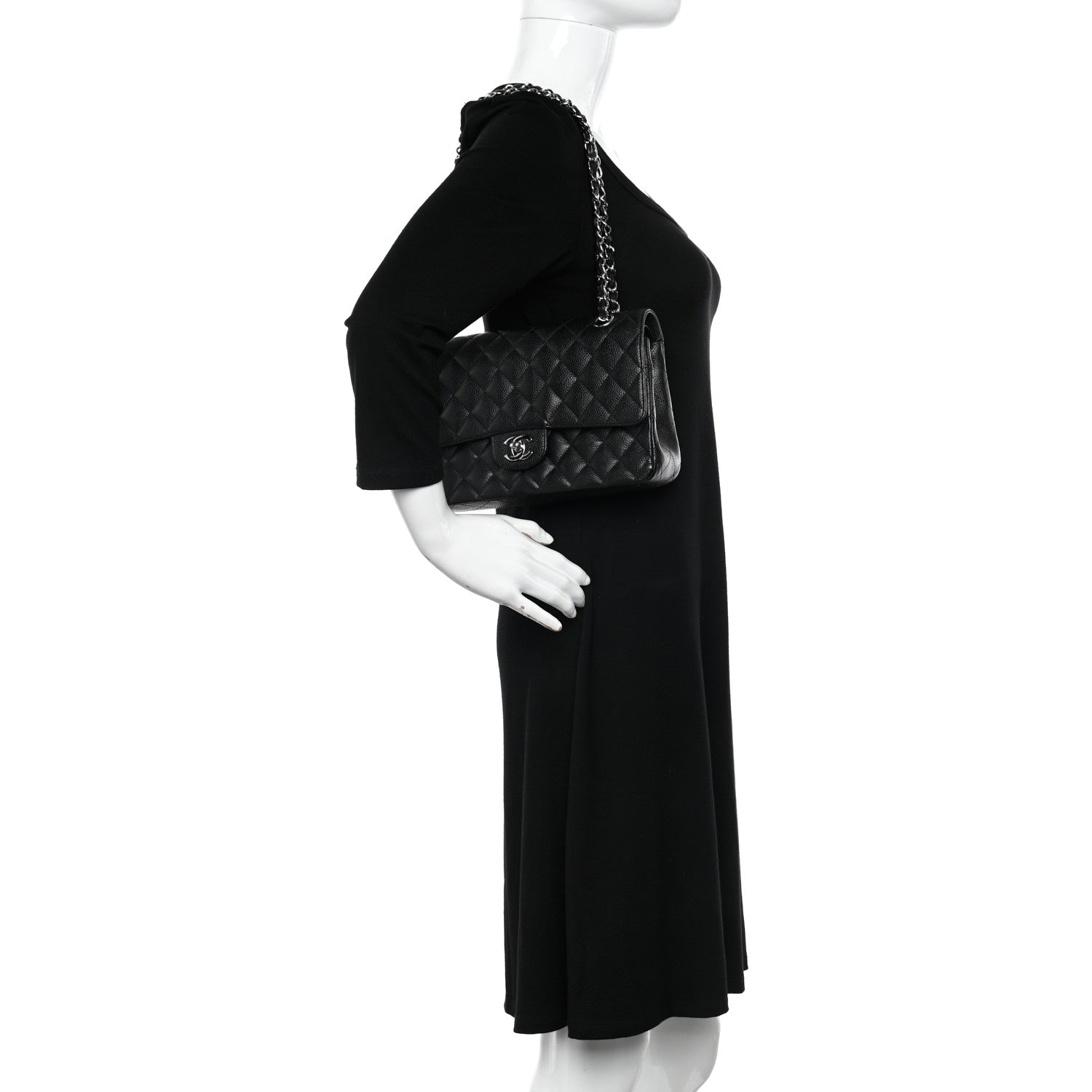Chanel Caviar Quilted Medium Double Flap Black 2 of 11