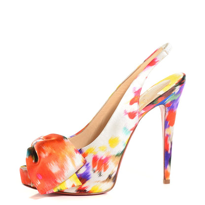 Christian Louboutin Satin Bouquet Vendome Sling 120 Pumps 39.5 Multicolor 1 of 7