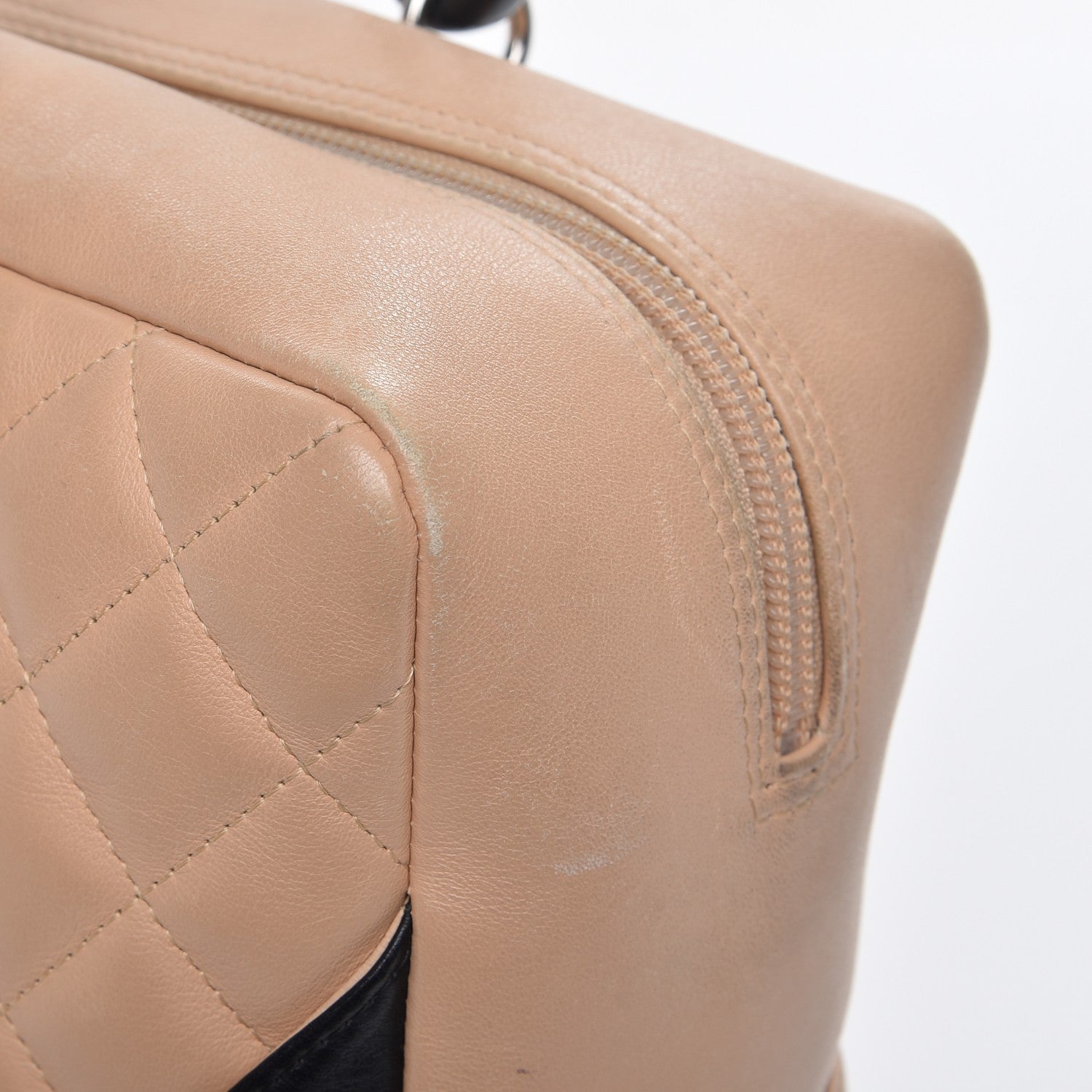 Chanel Calfskin Quilted Large Cambon Bowler Beige Black 10 of 11