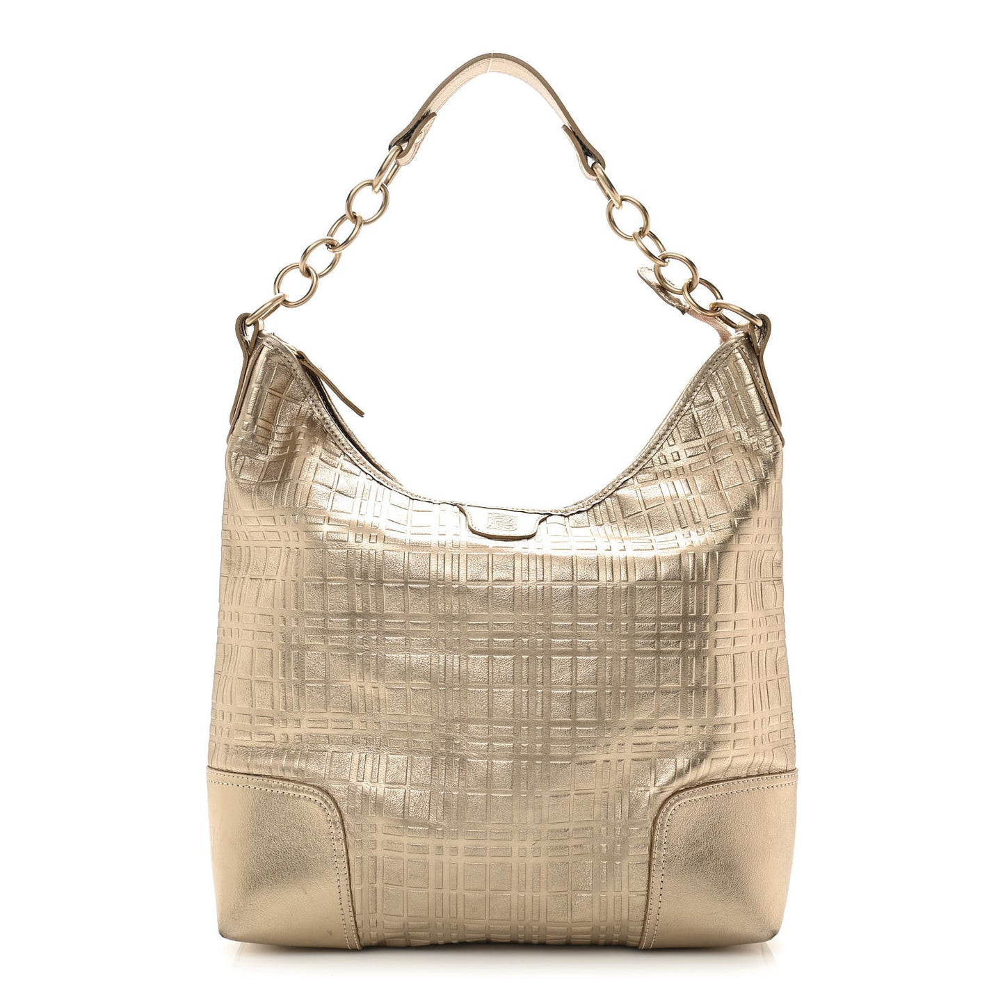 Metallic Calfskin Embossed Hobo Gold