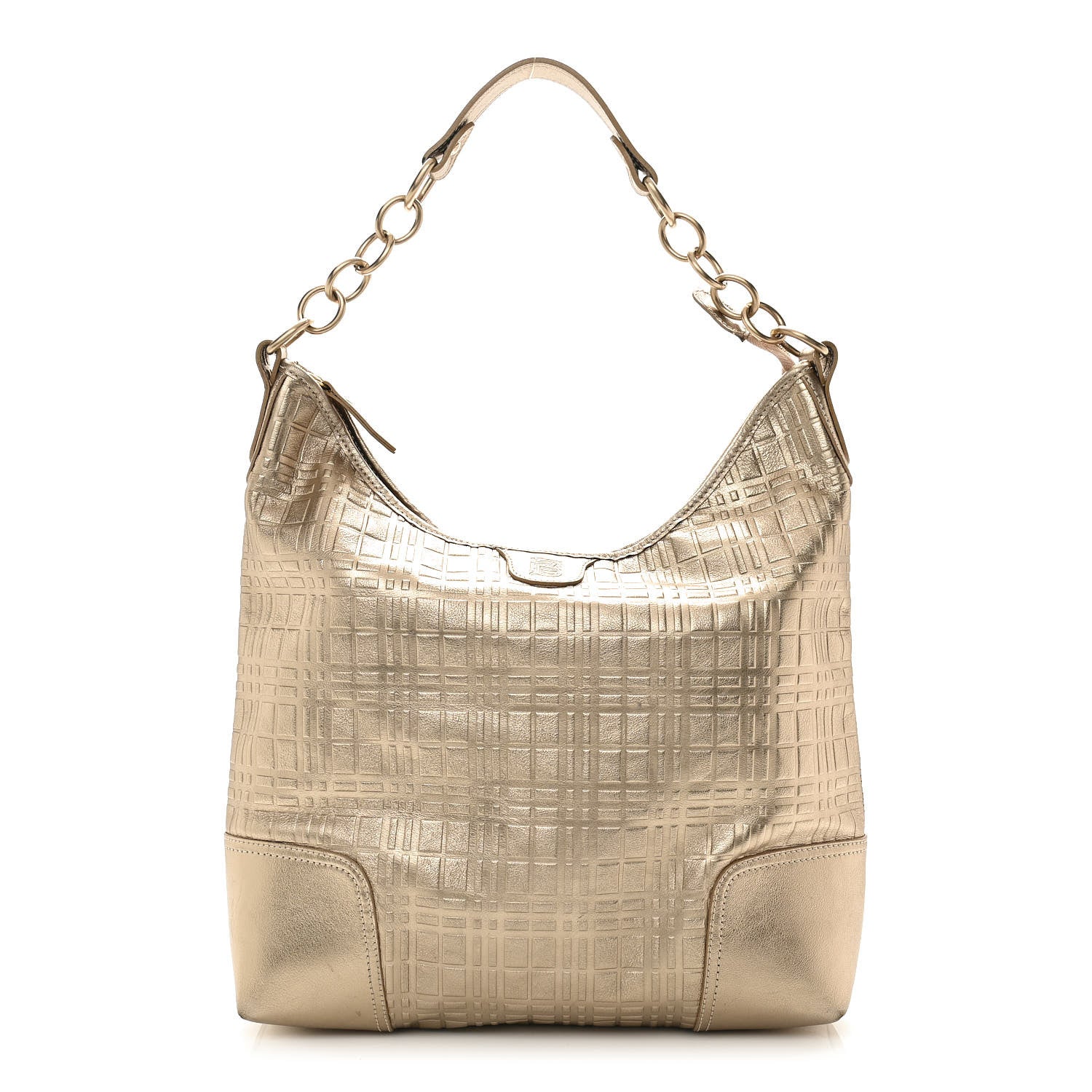 Burberry Metallic Calfskin Embossed Hobo Gold 1 of 10
