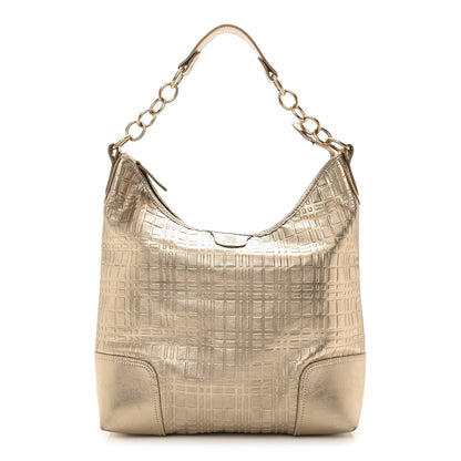 Burberry Metallic Calfskin Embossed Hobo Gold 1 of 10