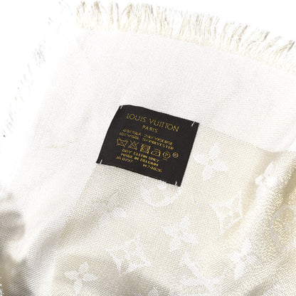 Louis Vuitton Silk Wool Monogram Shine Shawl White 3 of 3
