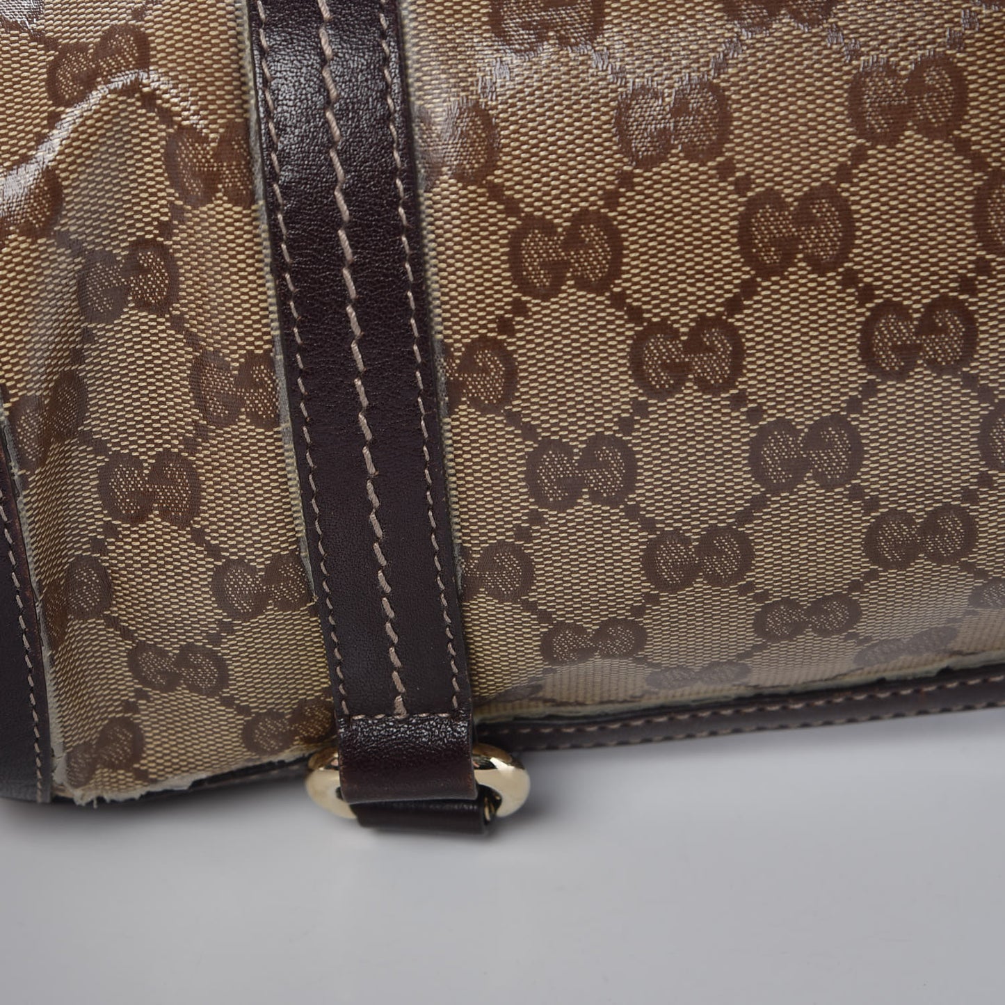 Crystal Monogram Duchessa Small Boston Bag Brown