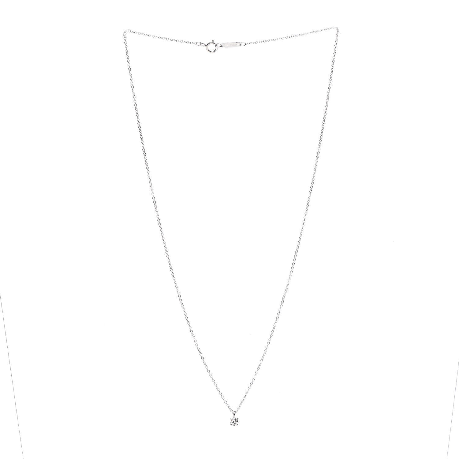 Tiffany Platinum Diamond .12ct Solitaire Pendant Necklace 3 of 6