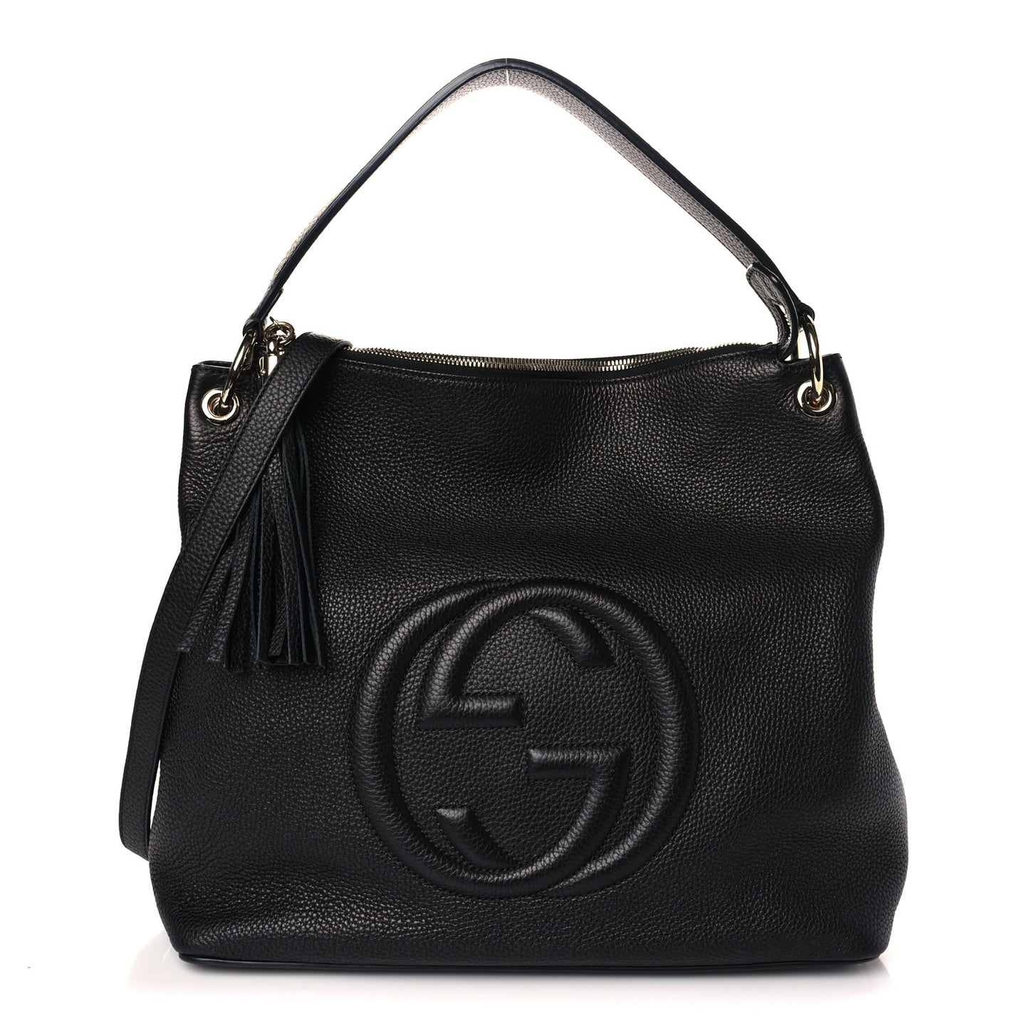 Pebbled Calfskin Large Soho Hobo Black
