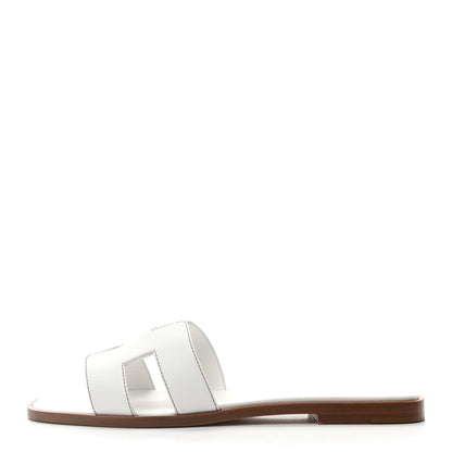 Hermes Box Calfskin Oran Sandals 39 White 1 of 8