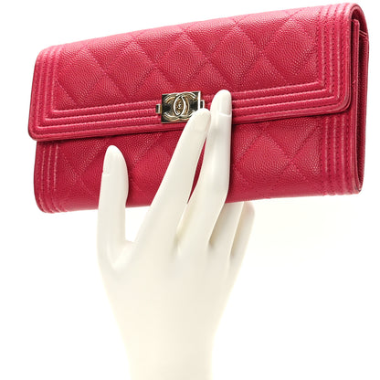 Chanel Caviar Quilted Large Boy Gusset Flap Wallet Fuchsia 2 of 9