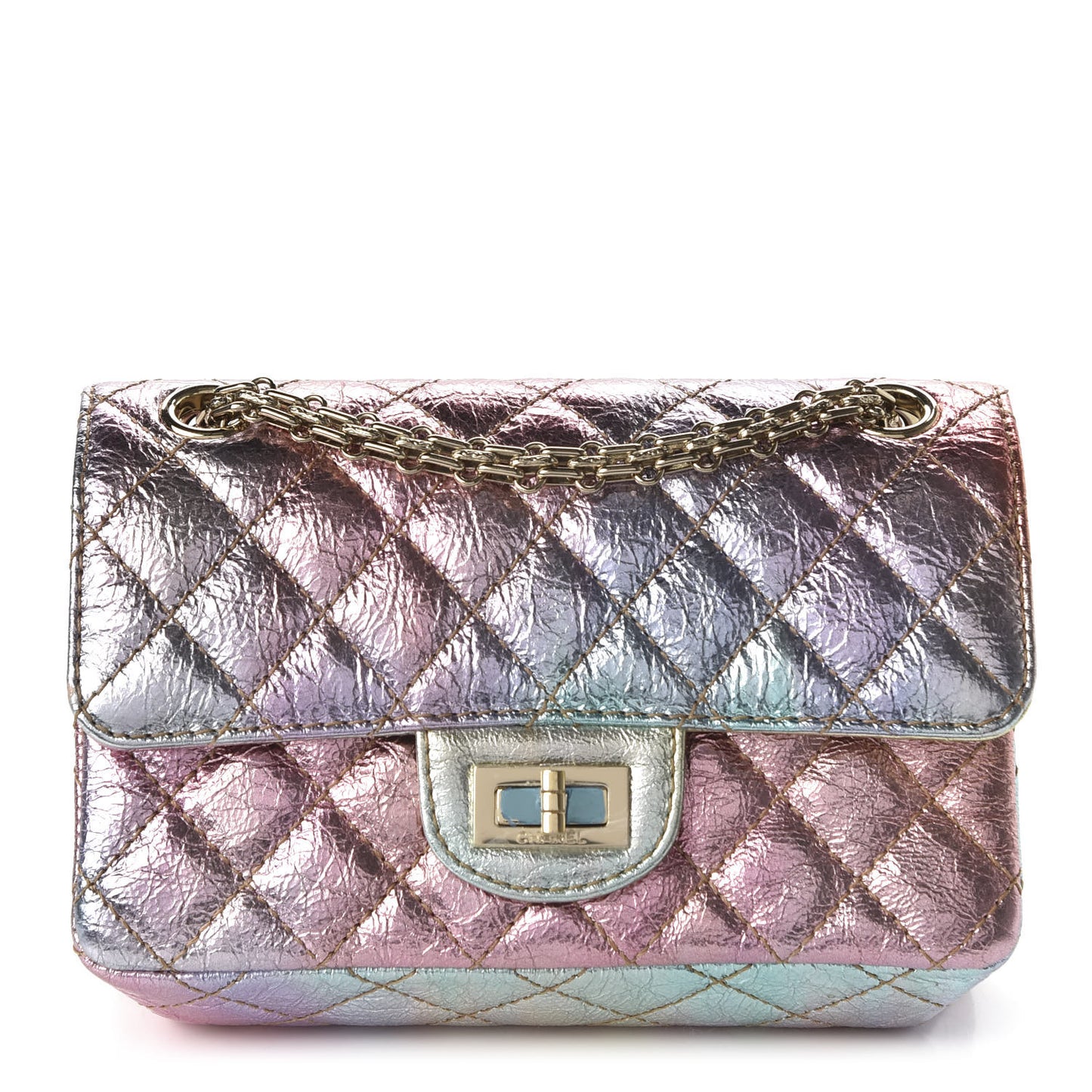 Metallic Goatskin Quilted Mini 2.55 Reissue Flap Multicolor